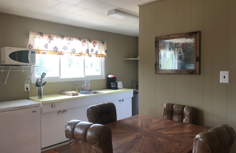 Cabin kitchen at Dogtooth Lake Resort.