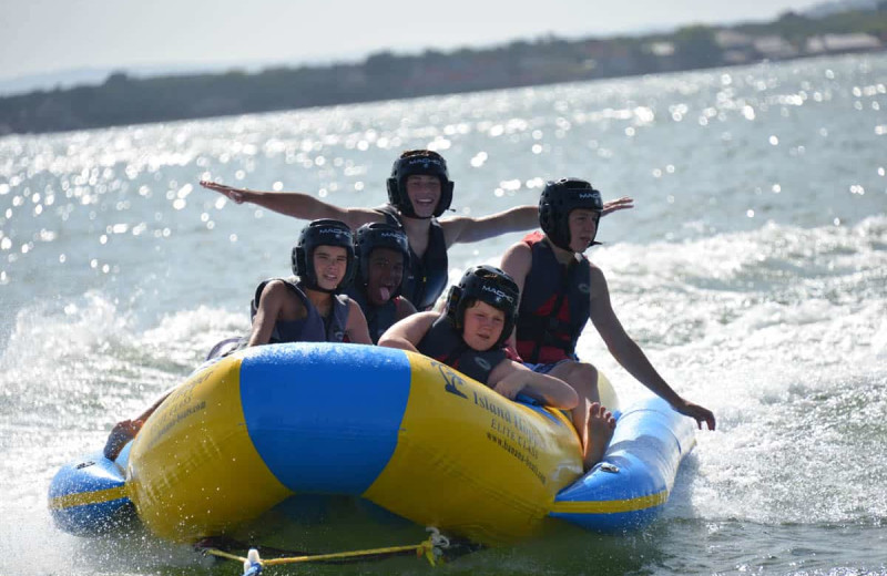 Banana boating at Camp Balcones Spring.