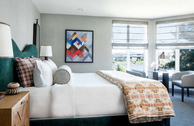 Guest room at Kimpton RiverPlace Hotel.