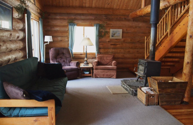 Cabin living room at Heston's Lodge.