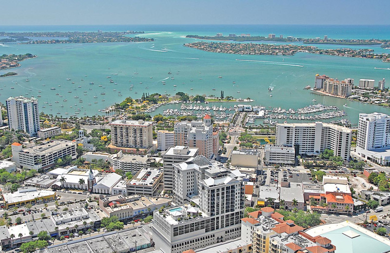 Aerial view of city at Tropical Shores Beach Resort.