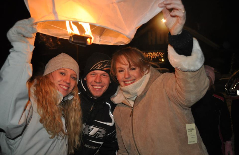 Releasing paper lanterns at The Timbers Resort.