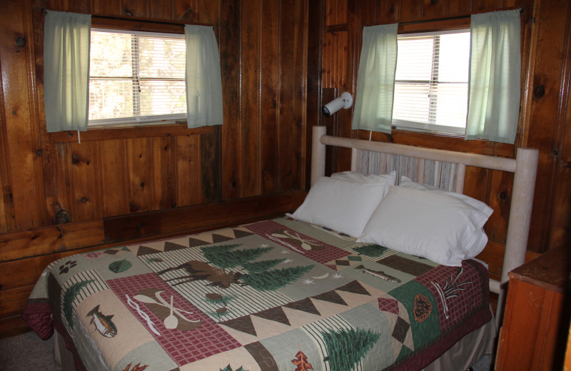 Cabin bedroom at Hidden Rest Resort.