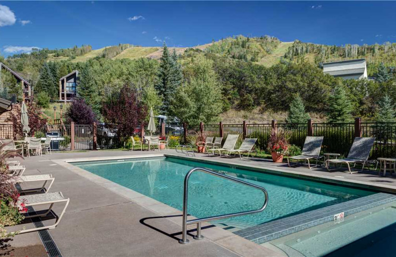 Outdoor pool at Bear Claw Condominiums.