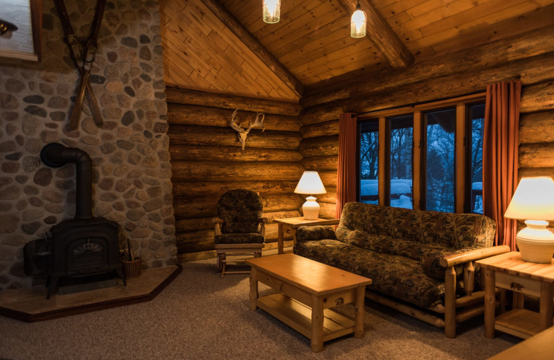 Cabin living room at Pitlik's Sand Beach Resort.