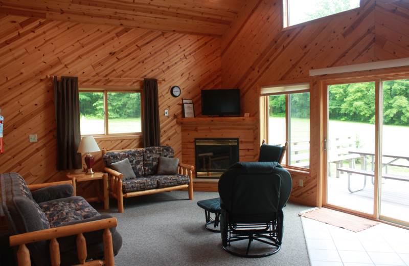 Cabin living room at Lakecrest Resort.
