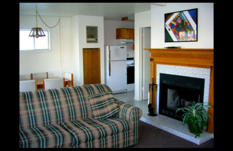 Cabin interior at Lighthouse Lodge Resort.