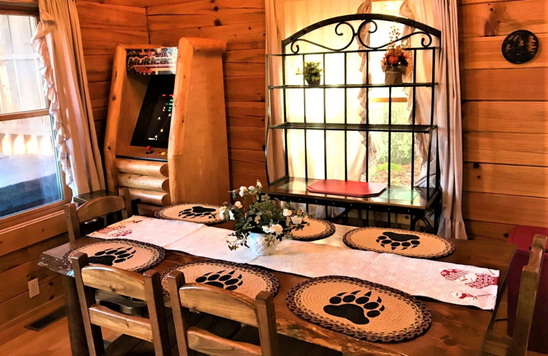 Cabin dining room at Little Valley Mountain Resort.