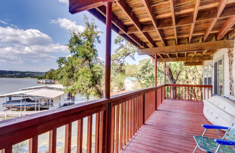 Deck view at Moores Hidden Cove Retreat.