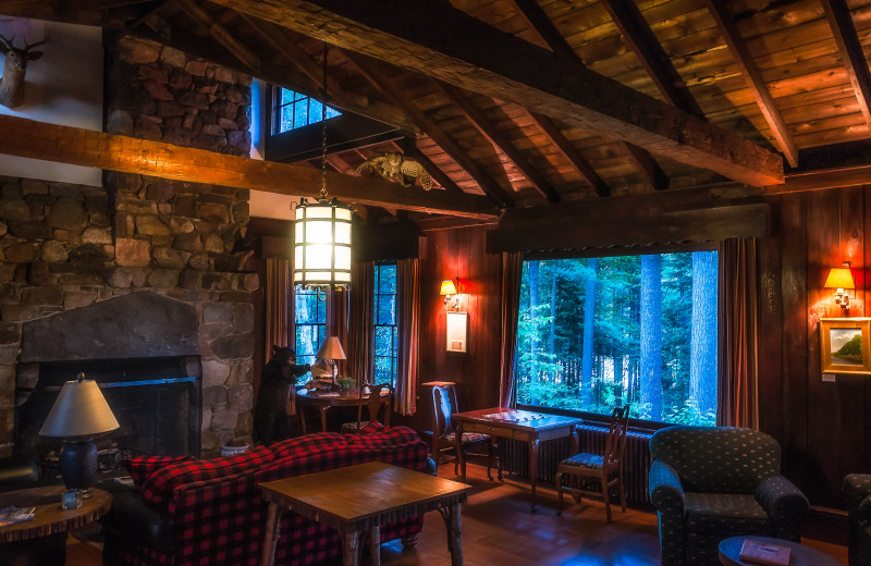 Lodge interior at White Pine Camp.