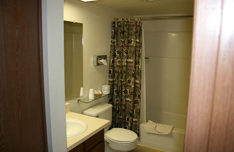 Guest bathroom at Flaming Gorge Lodge.