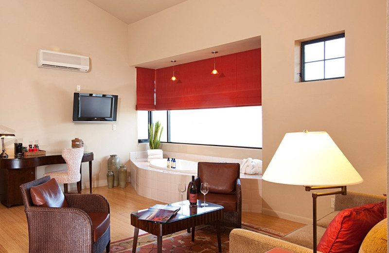 Suite living room at Sedona Rouge Hotel.