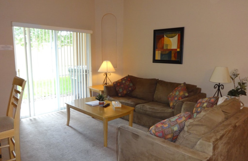 Rental living room at Orlando Sunshine Villas.