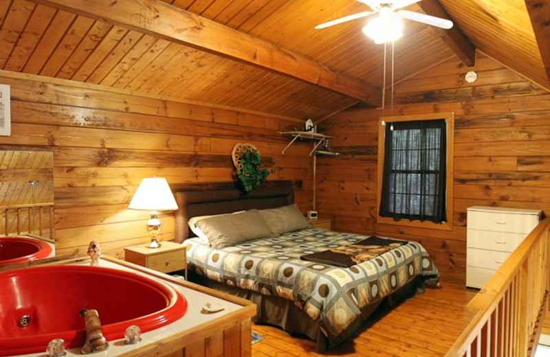 Cabin bedroom at Georgia Mountain Rentals.