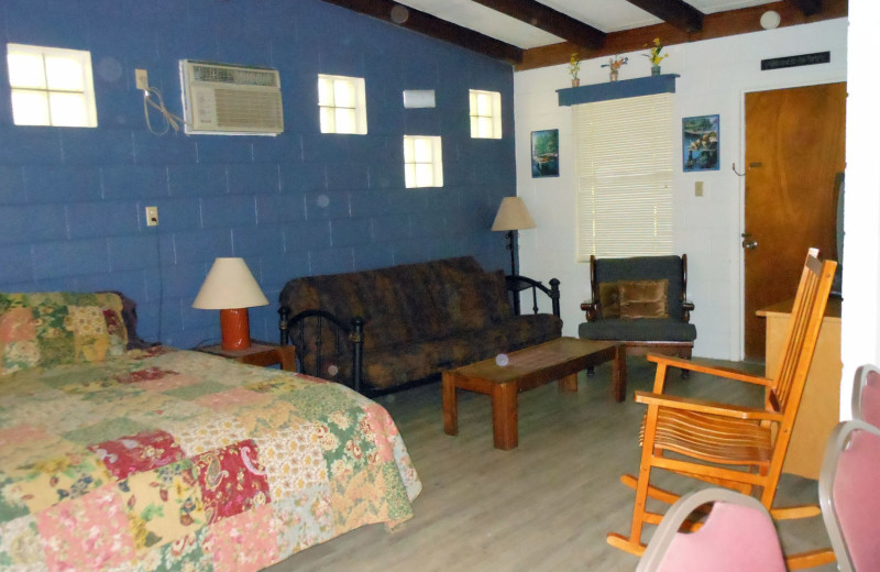 Cabin interior at Heart of Texas Lake Resort.