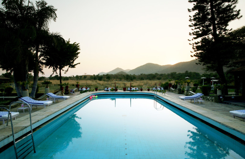 Outdoor pool at Shikarbadi Hotel.