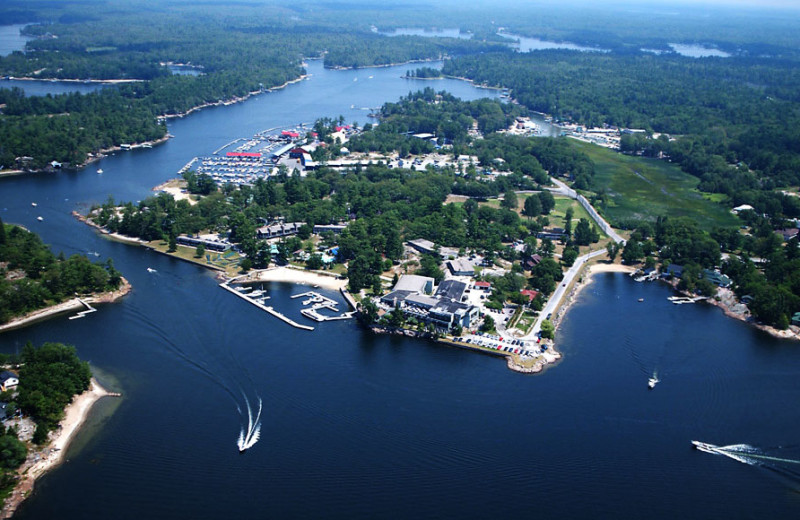 Aerial view of Delawana Resort.