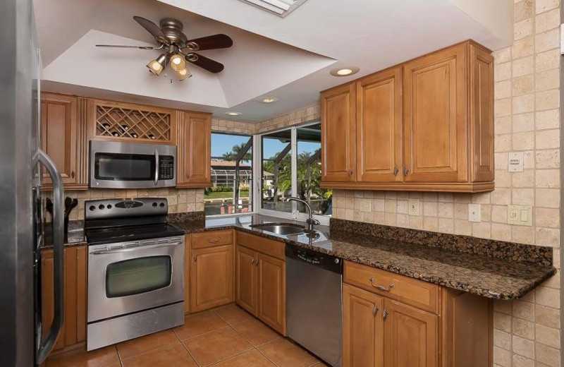 Rental kitchen at Harborview Rentals.