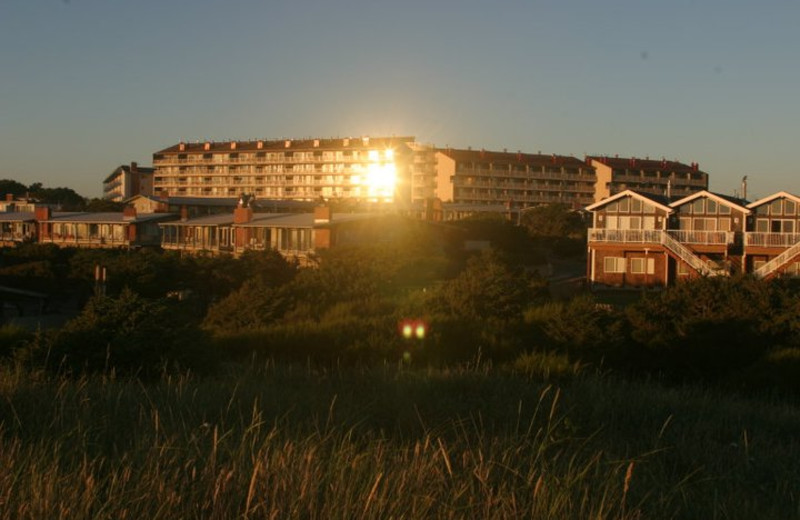 Exterior view by sunset of Gearhart by the Sea.