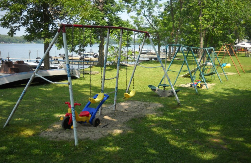 Children's playground at Cozy Cove Resort.