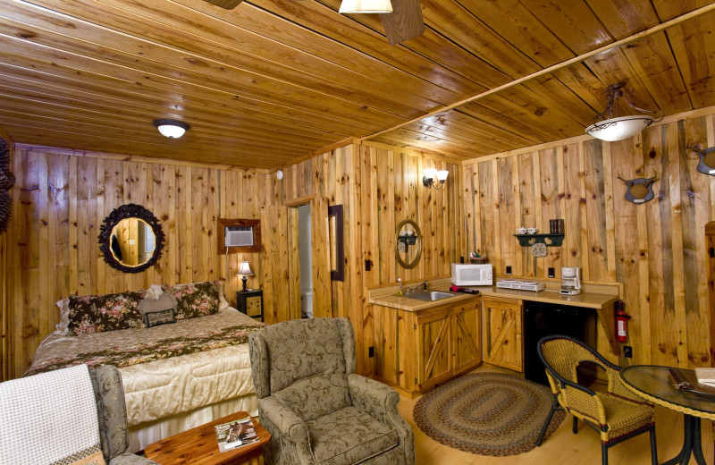 Cabin living room at Panther Valley Ranch.
