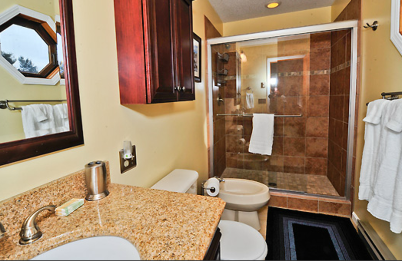 Vacation rental bathroom at Deerfield Village Resort.