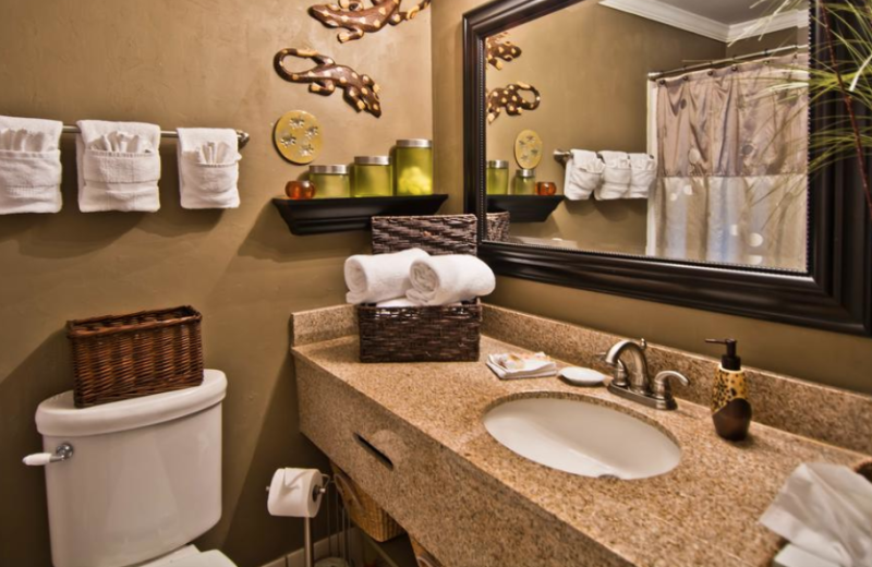 Guest bathroom at Palm Suites Hotel.