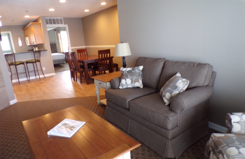 Guest room at Sunset Shores Resort.