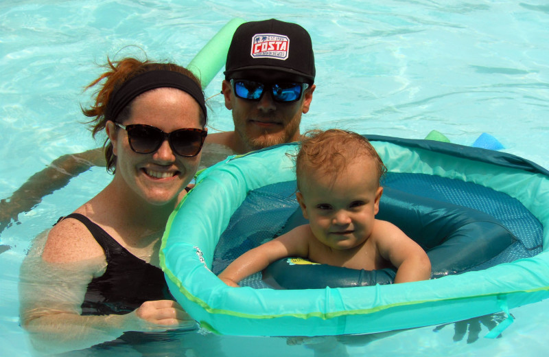 Family in pool at Heart of Texas Lake Resort.