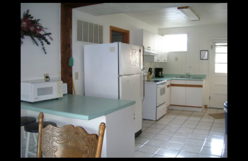 Cabin kitchen at Lighthouse Lodge Resort.