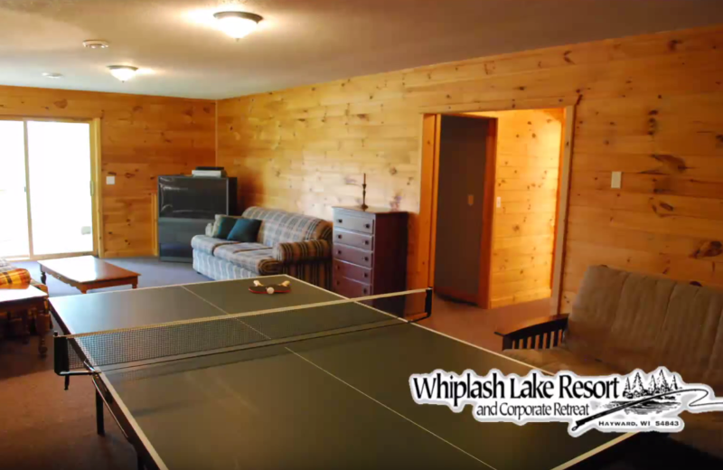 Cabin living room at Whiplash Lake Resort.
