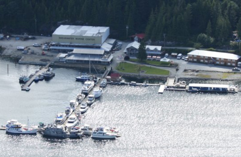 Aerial view of Shearwater Resort & Marina.