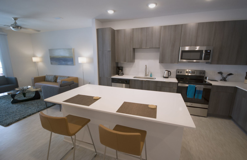 Guest kitchen at BCA Furnished Apartments.