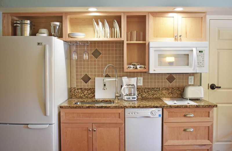 Deluxe Studio Rooms feature a full kitchenette at The Inlet Sports Lodge.