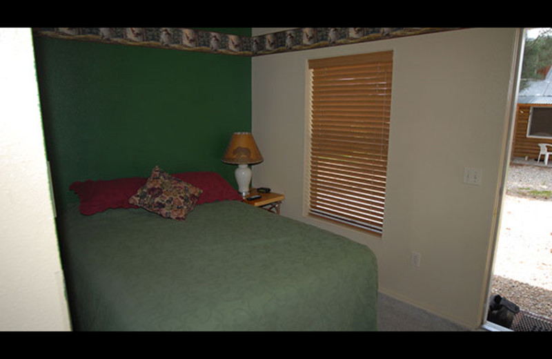 Motel bedroom at Sourdough Lodge.