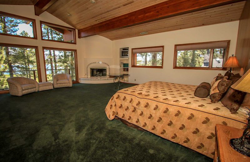 Rental bedroom at Big Bear Vacations.