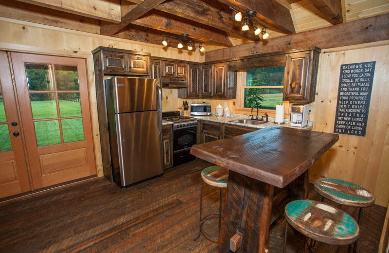 Rental kitchen at Blue Sky Cabin Rentals.