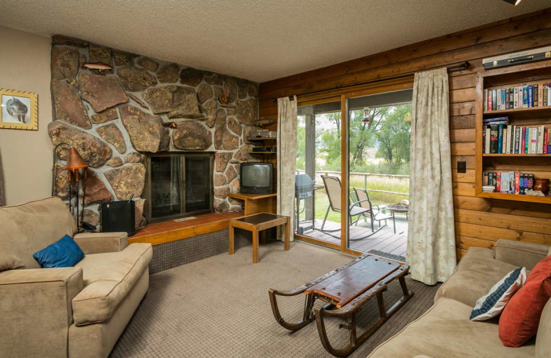 Cabin living room at The Glen Eden Resort.