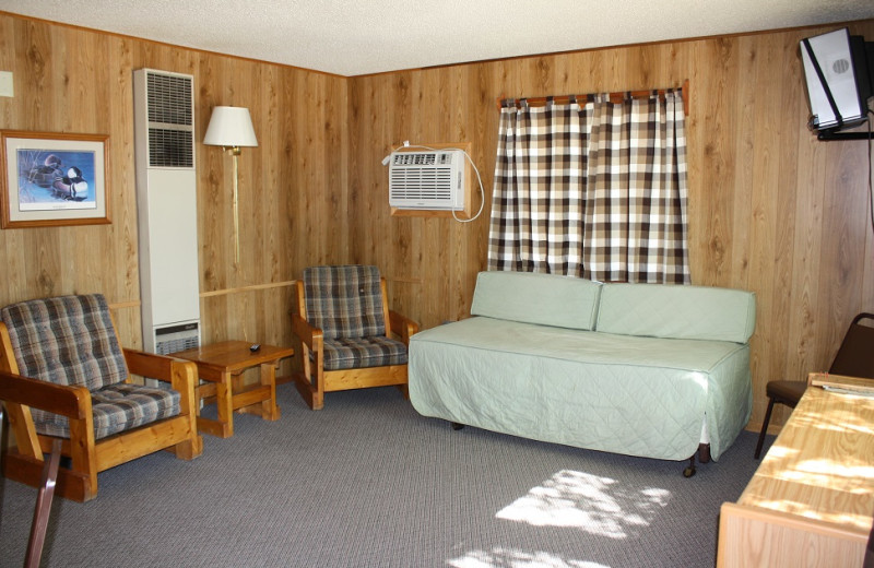 Cabin living room at Ballard's Resort.