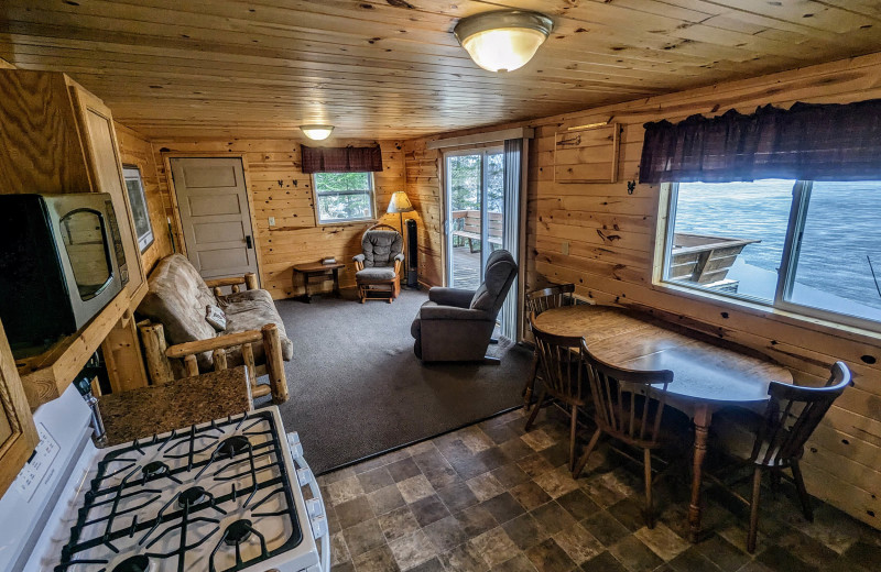 Cabin interior at Sandberg's Idlewild Resort.
