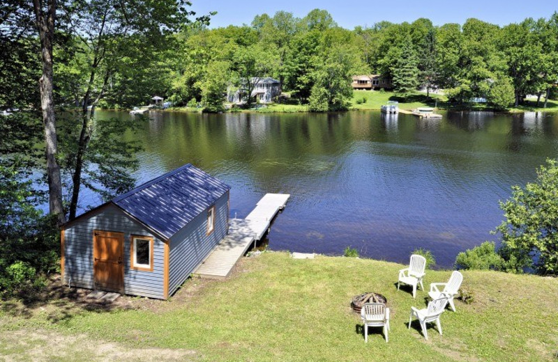 View of shoreline from the cottage deck of