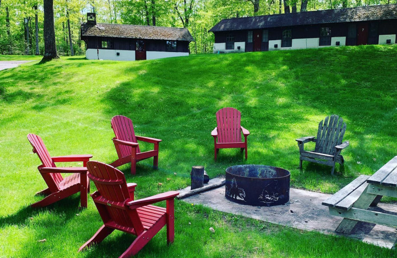 Fire pit at Blue Lake Pines Lodge 