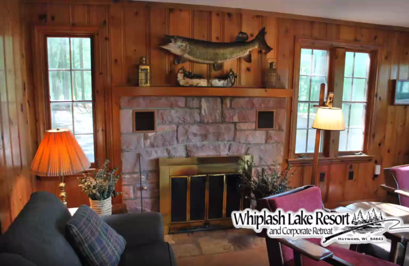 Cabin living room at Whiplash Lake Resort.