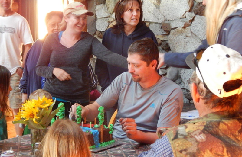 Parties at Chaunigan Lake Lodge.