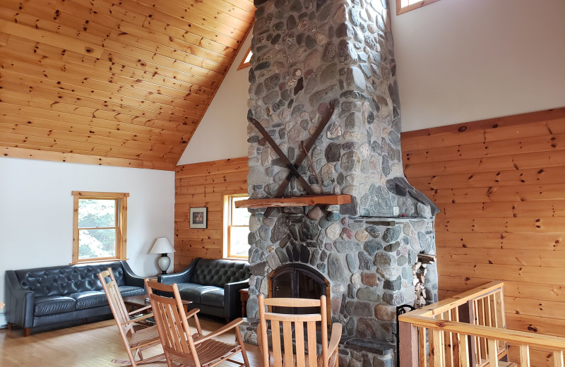 Cabin living room at The Birches Resort.