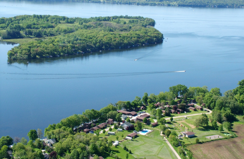 Aerial view of Southview Cottages Resort.