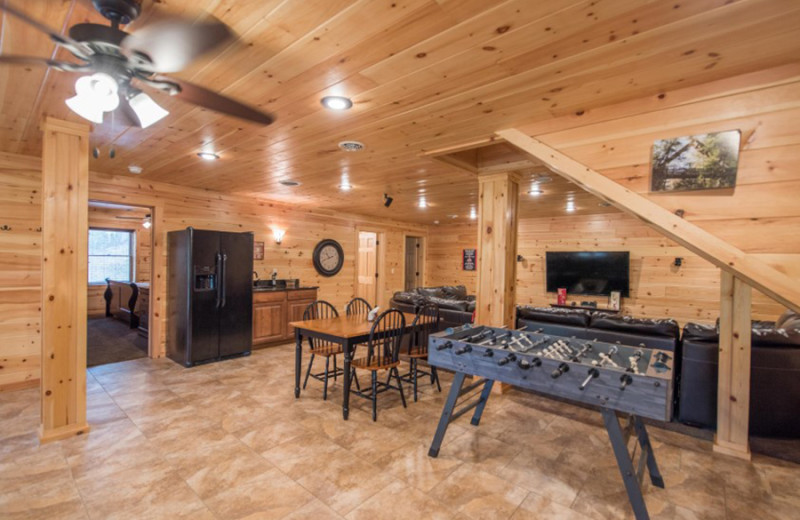 Cabin game room at Cut Above Cabins.