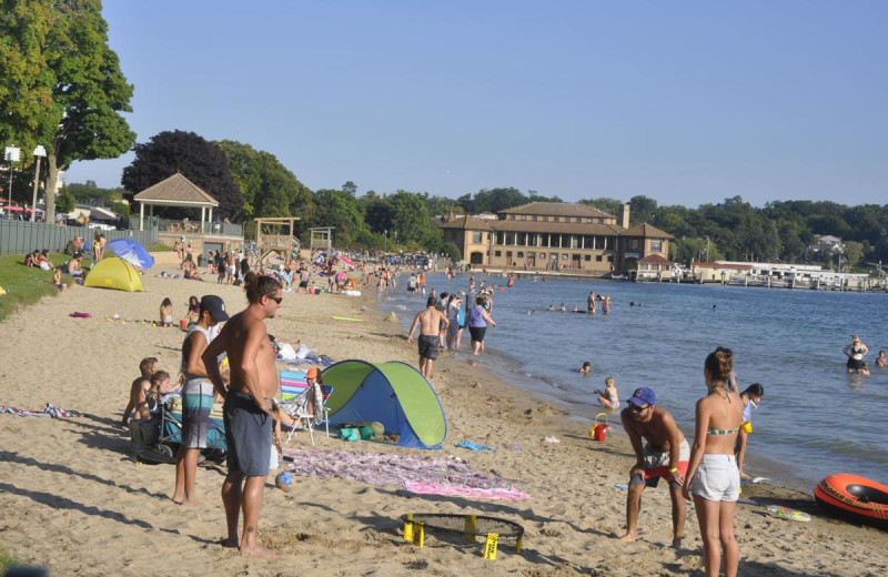 Beach at Harbor Shores on Lake Geneva.
