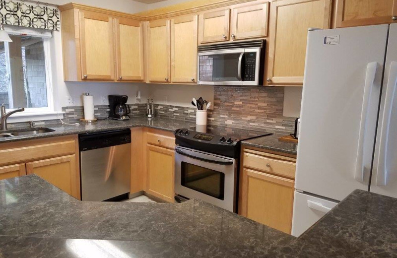 Rental kitchen at Oceanfront Getaways.
