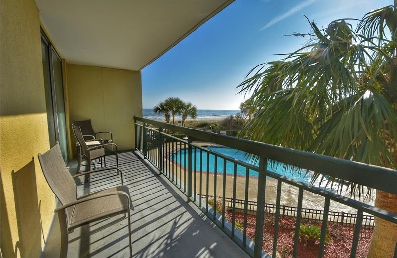 Rental balcony at Barefoot Resort Rentals.